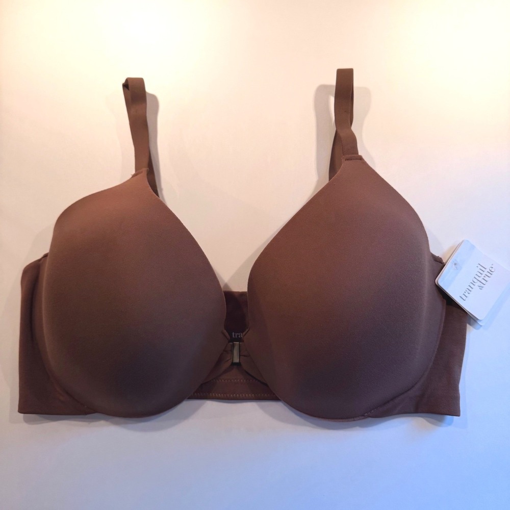 Front Close Underwire T-Shirt Bra 42DD NEW Brown Molded‎ Cups Adjustable Straps - Picture 12 of 12